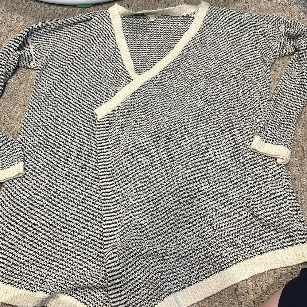 Eileen Fisher black and white cardigan size L